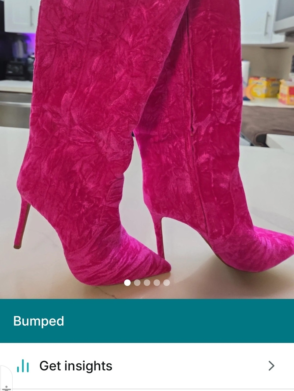INC International Concepts Fuchsia Velvet Pointed-Toe Stiletto Knee Boots